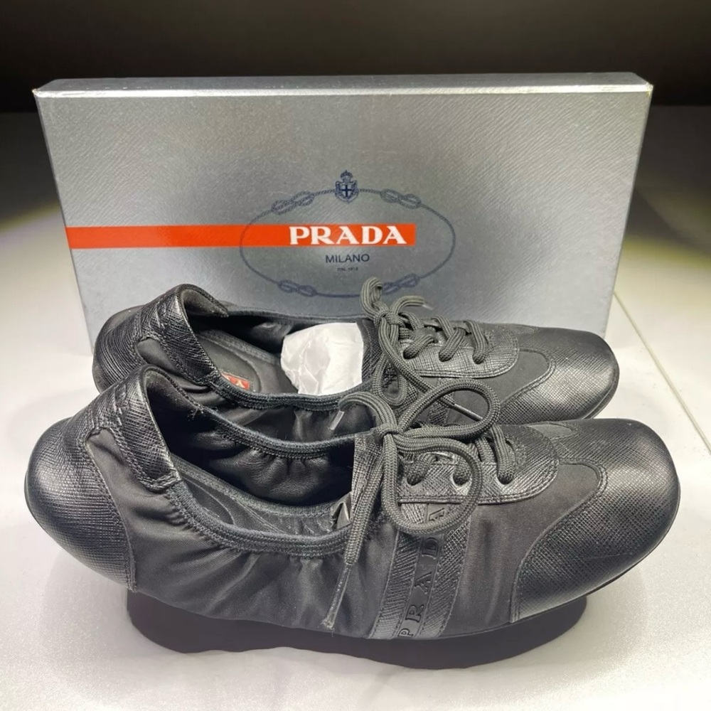 Prada Gabardine Saffiano Women’s Shoes Italian Size 39- Lightly Used